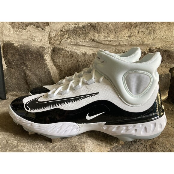 Nike Alpha Huarache Elite 4 Mid Black White Baseball  Men's Sz 13 FD2744-101 - Picture 1 of 7
